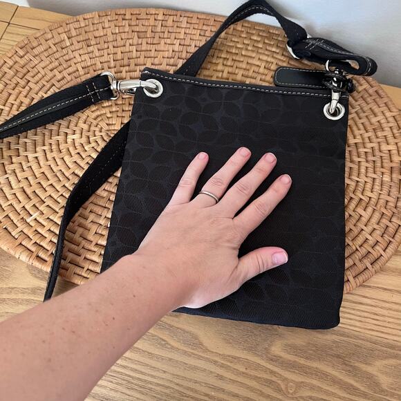 Fossil Signature Classic Print Black Crossbody Purse Canvas y2K - Picture 4 of 9